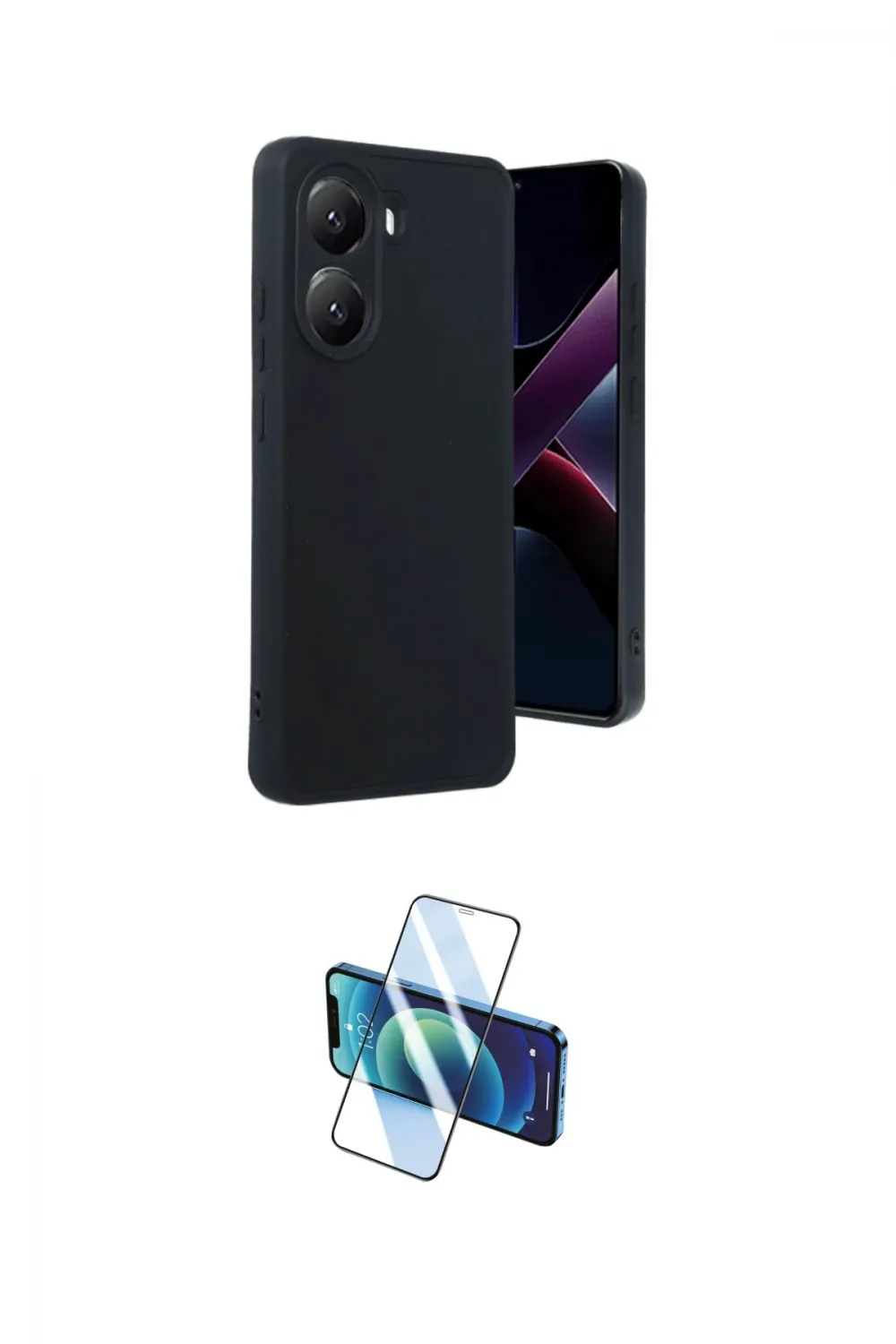 ieg™ Poco X7 Pro Kılıf Kıvılcım Işık Serisi - Siyah 3D Antistatik Cam Ekran Koruyucu