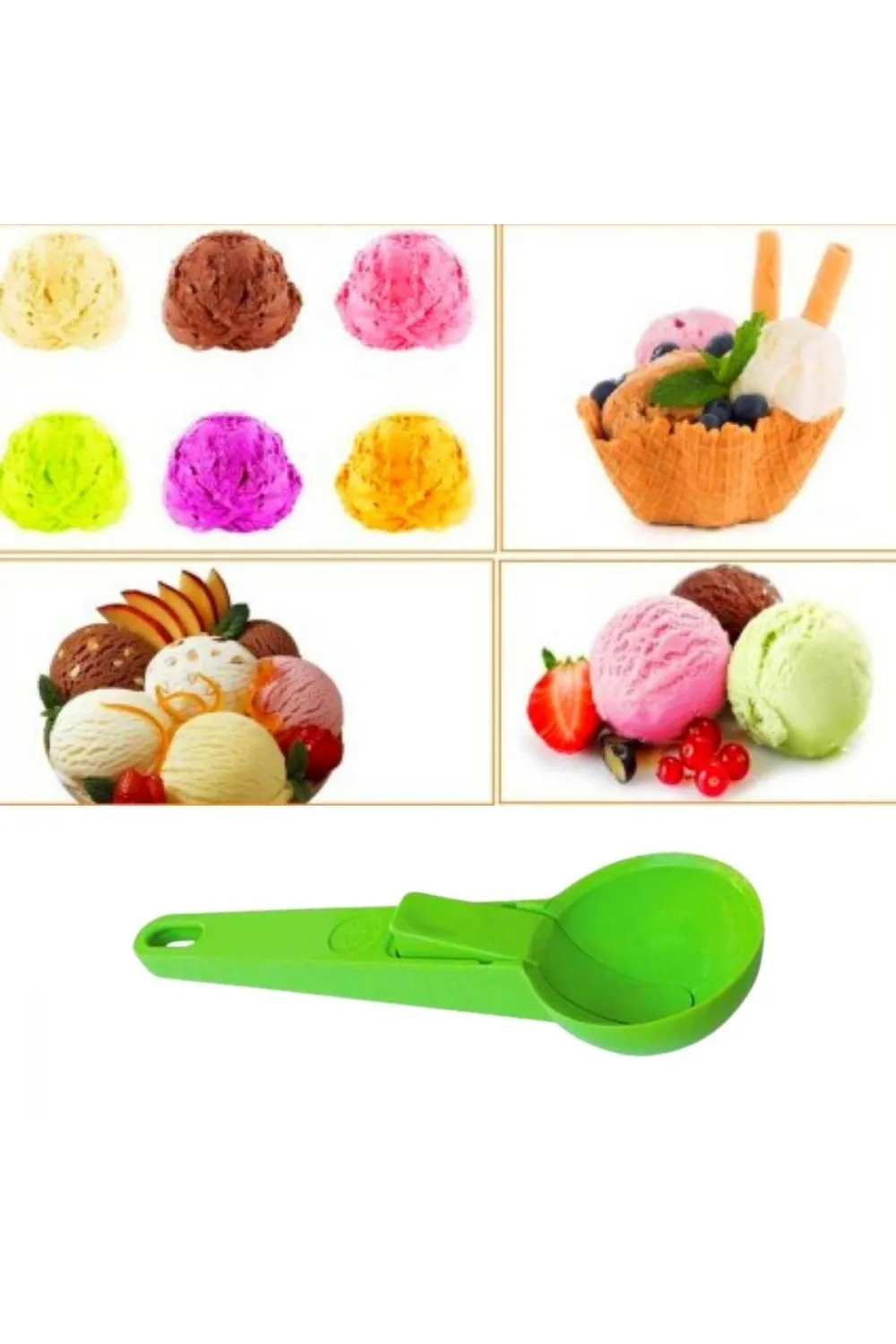 ieg™  Pratik Mandallı Plastik Dondurma Servis Sunum Kepçesi Kaşığı