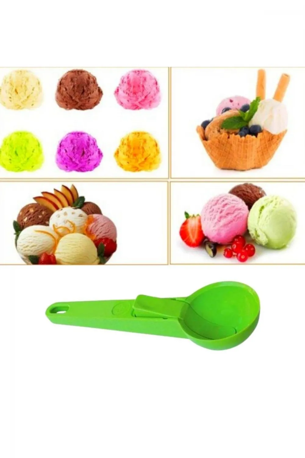 ieg™  Pratik Mandallı Plastik Dondurma Servis Sunum Kepçesi Kaşığı