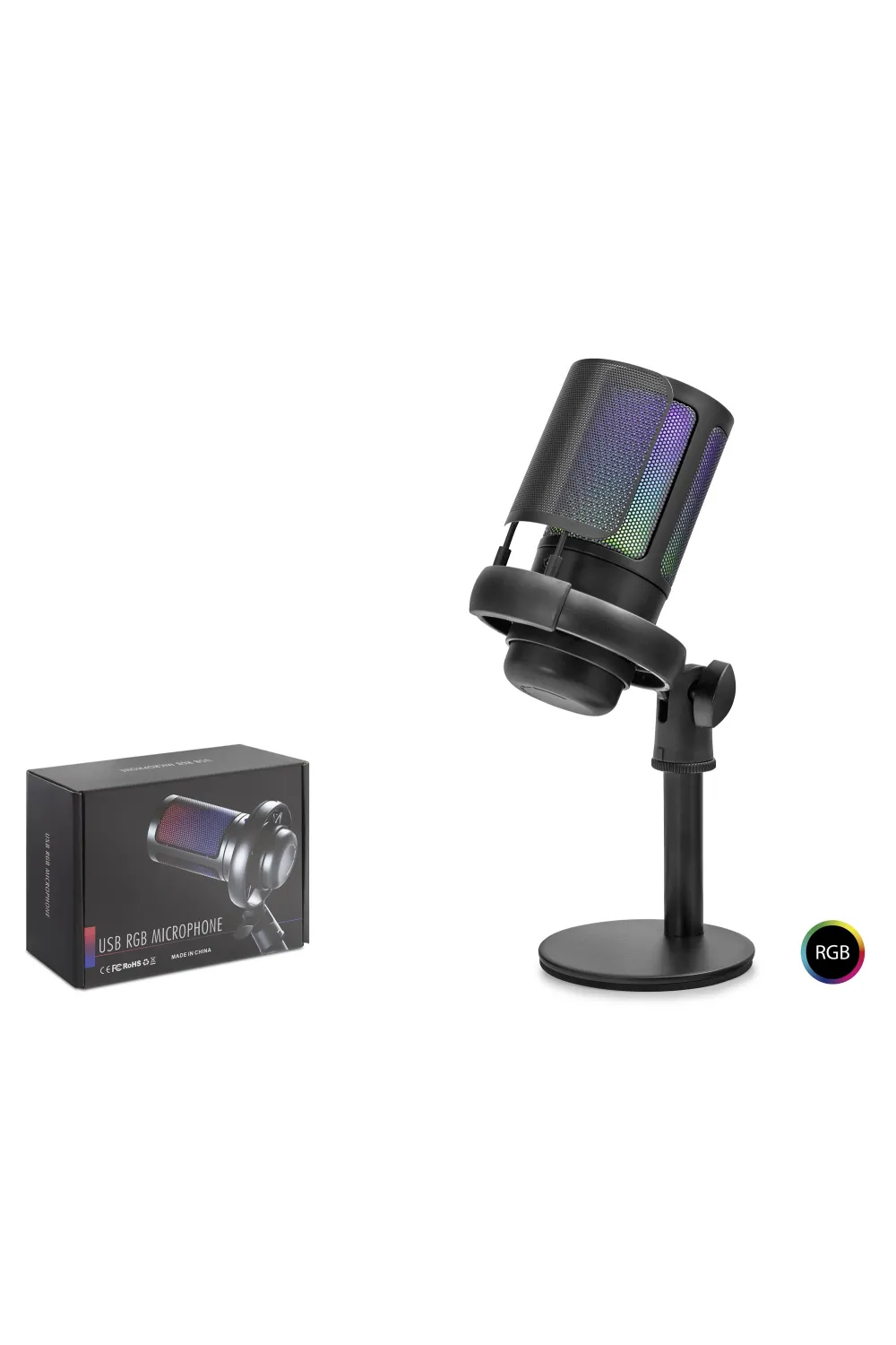 Profesyonel Gaming Rgb Mikrofon 192 Khz / 24 Bit Kondenser Kayıt Seti Type-C - Siyah ME6SB