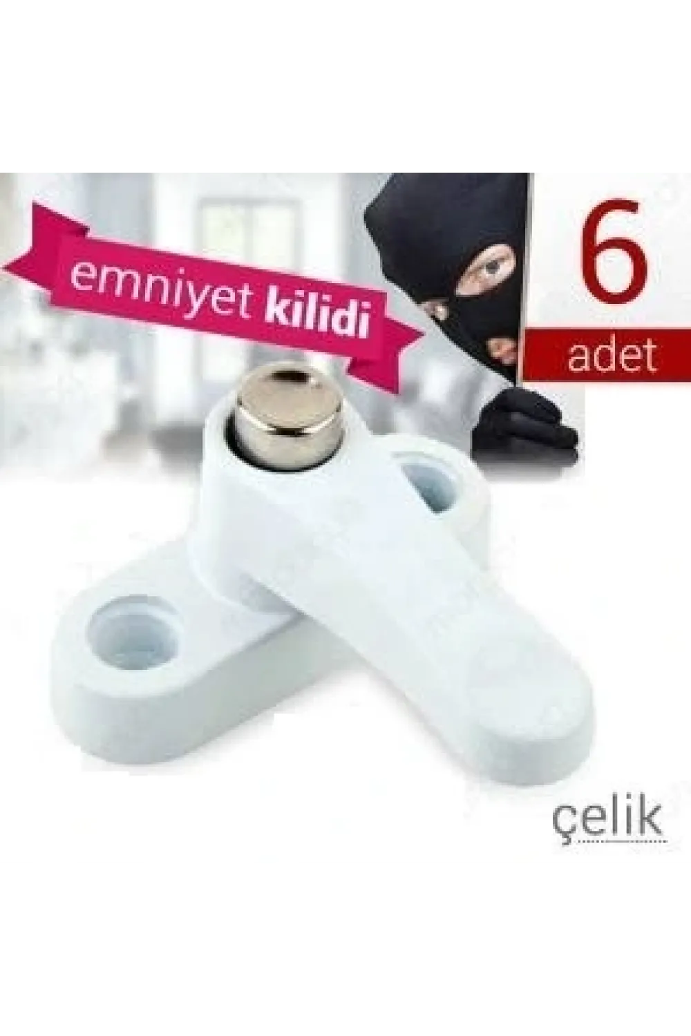 ieg™ Pvc Kapı Pencere Emniyet Kilidi - Çelik - 6 Adet