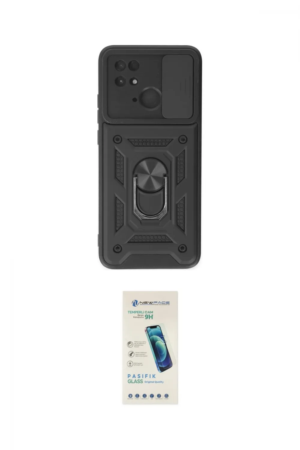 ieg™ Redmi 10C Kılıf Ahenk Klasik - Şeffaf Pasifik Cam Ekran Koruyucu