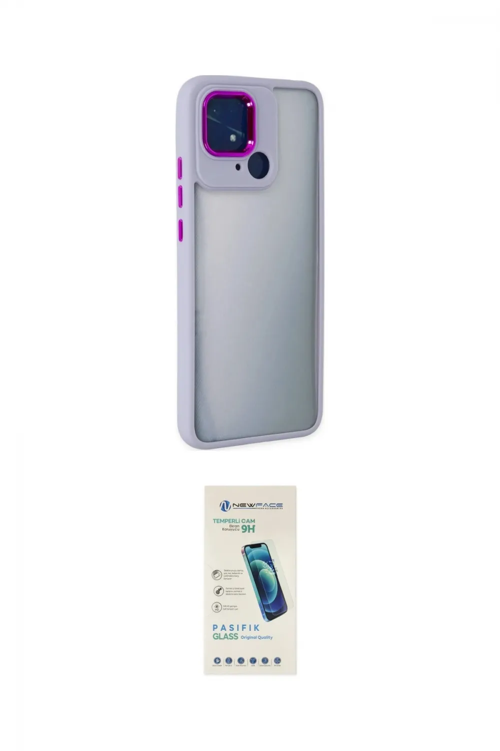 ieg™ Redmi 10C Kılıf Eksen Doku Prime - Şeffaf Pasifik Cam Ekran Koruyucu