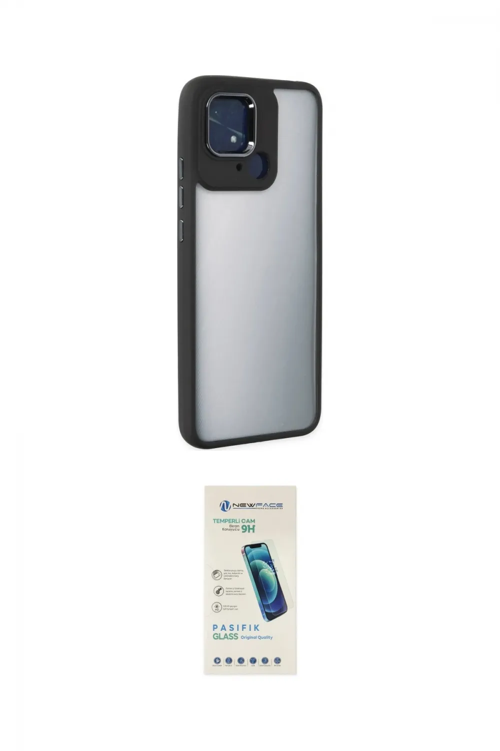 ieg™ Redmi 10C Kılıf Eksen Doku Prime - Şeffaf Pasifik Cam Ekran Koruyucu