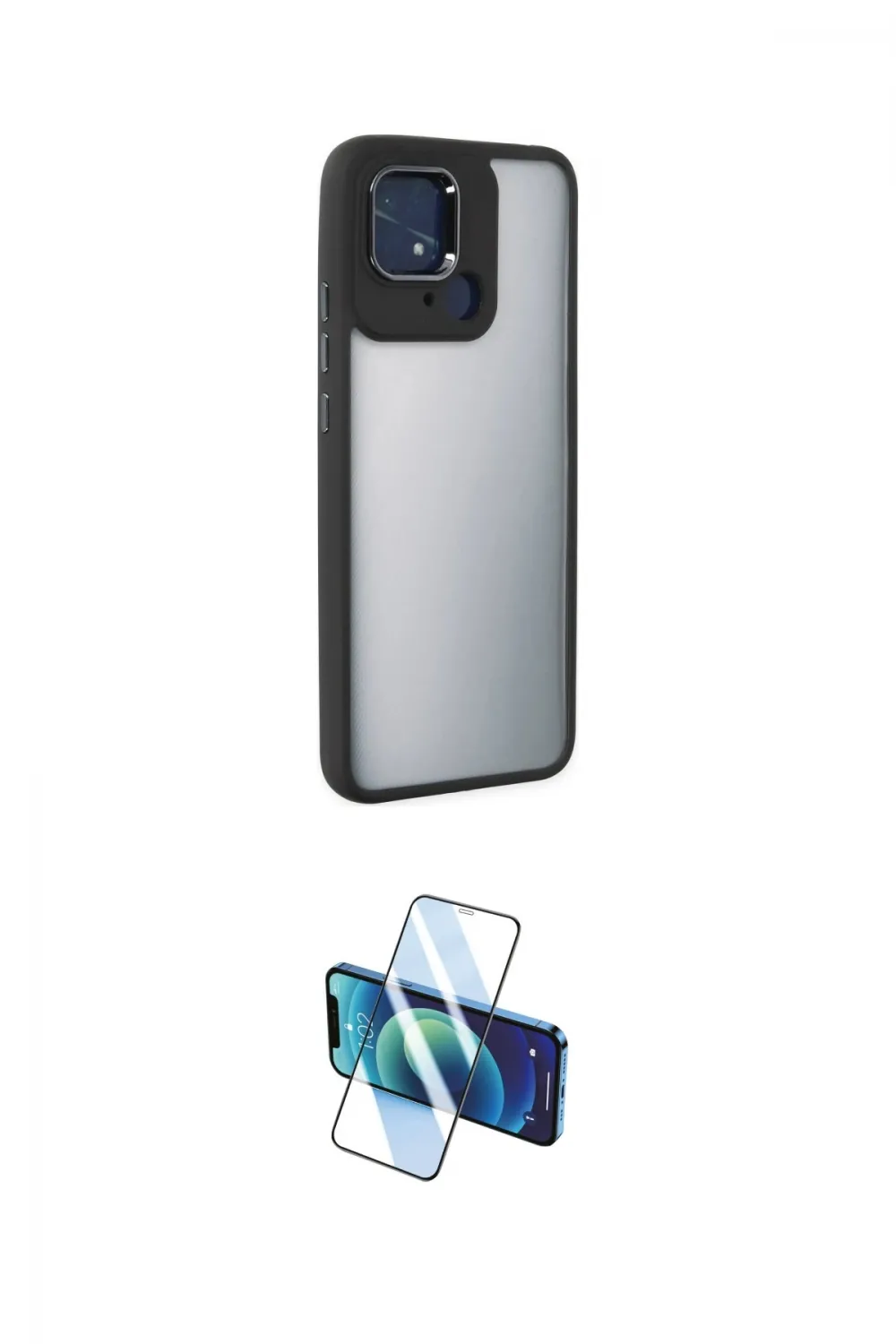 ieg™ Redmi 10C Kılıf Eksen Doku Prime - Siyah 3D Antistatik Cam Ekran Koruyucu
