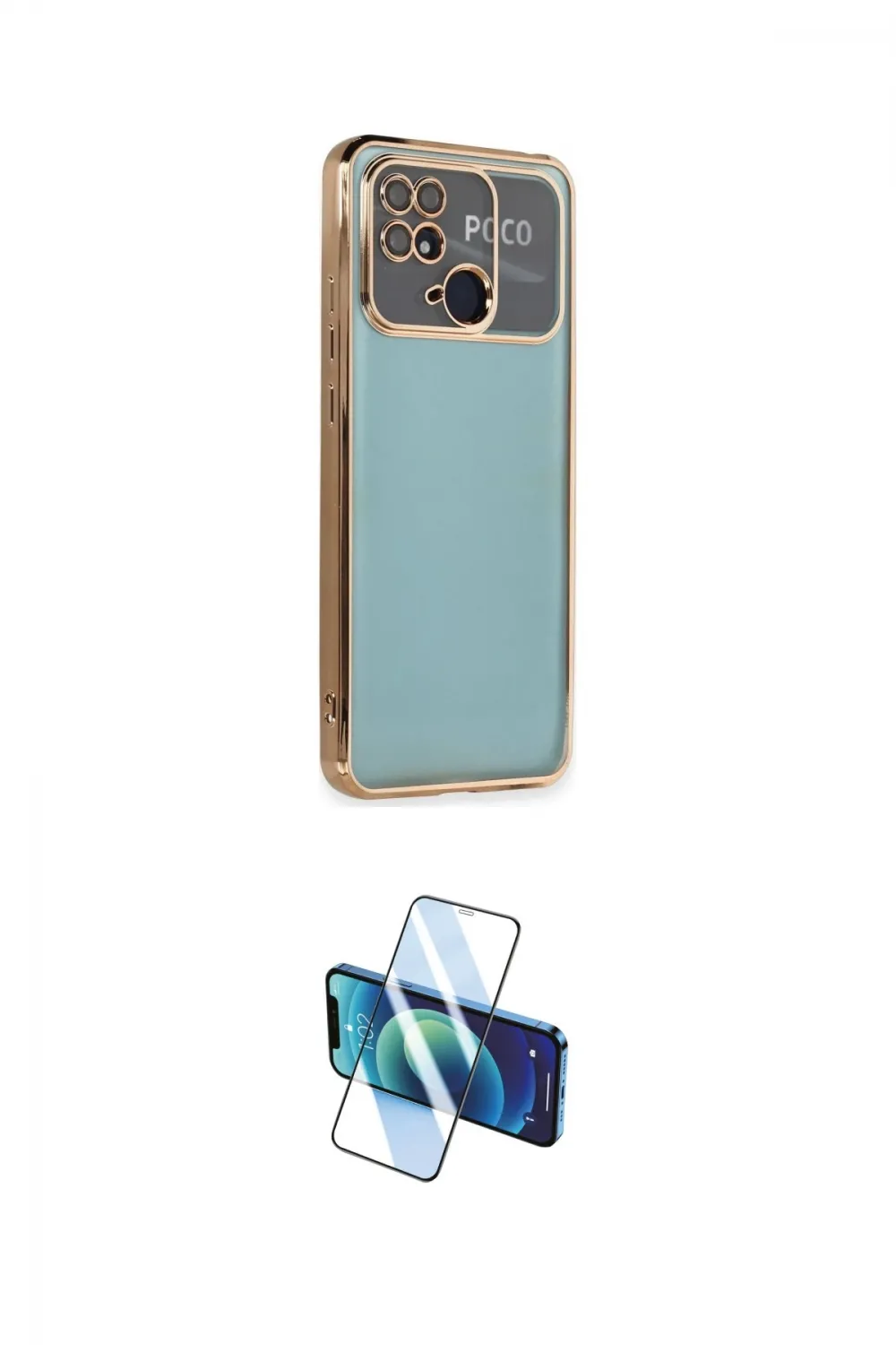 ieg™ Redmi 10C Kılıf Vadi Minimal - Siyah 3D Antistatik Cam Ekran Koruyucu