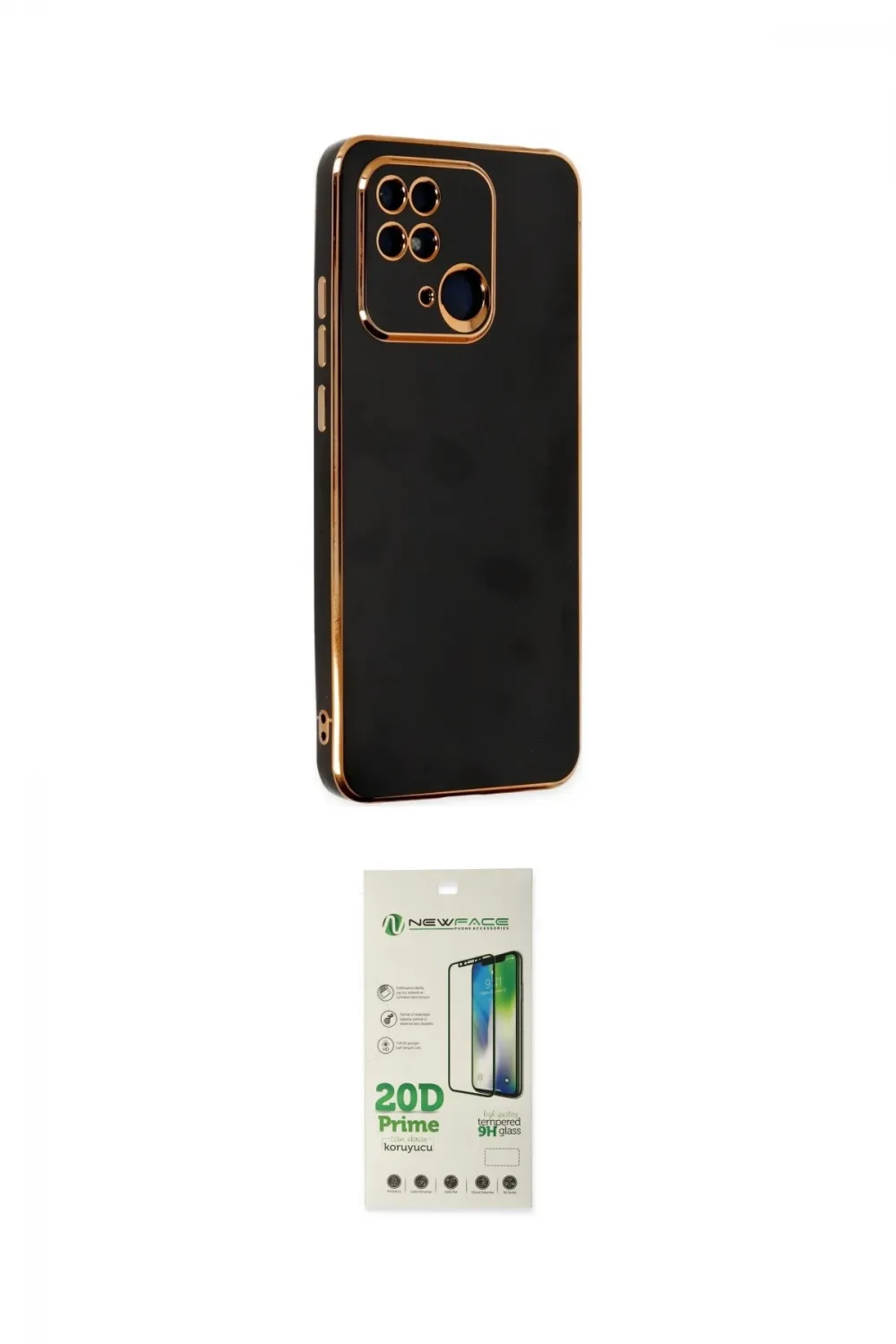 ieg™ Redmi 10C Kılıf Yankı Serisi - Siyah 20D Premium Cam Ekran Koruyucu