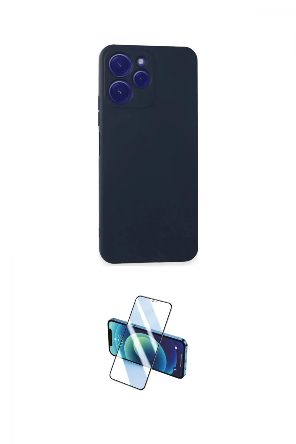 ieg™ Redmi 12 Kılıf Ahenk Serisi - Siyah 3D Antistatik Cam Ekran Koruyucu