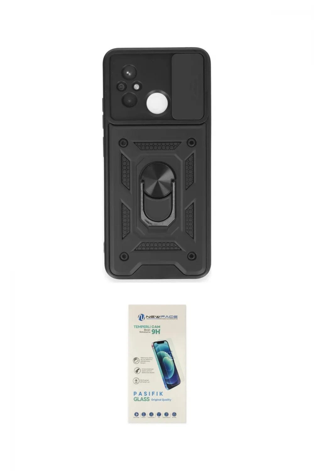 ieg™ Redmi 12C Kılıf Ahenk Klasik - Şeffaf Pasifik Cam Ekran Koruyucu