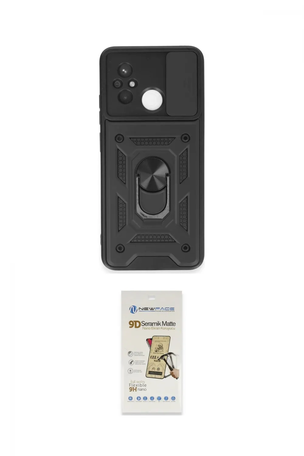 ieg™ Redmi 12C Kılıf Ahenk Klasik - Siyah Mat Seramik Nano Ekran Koruyucu