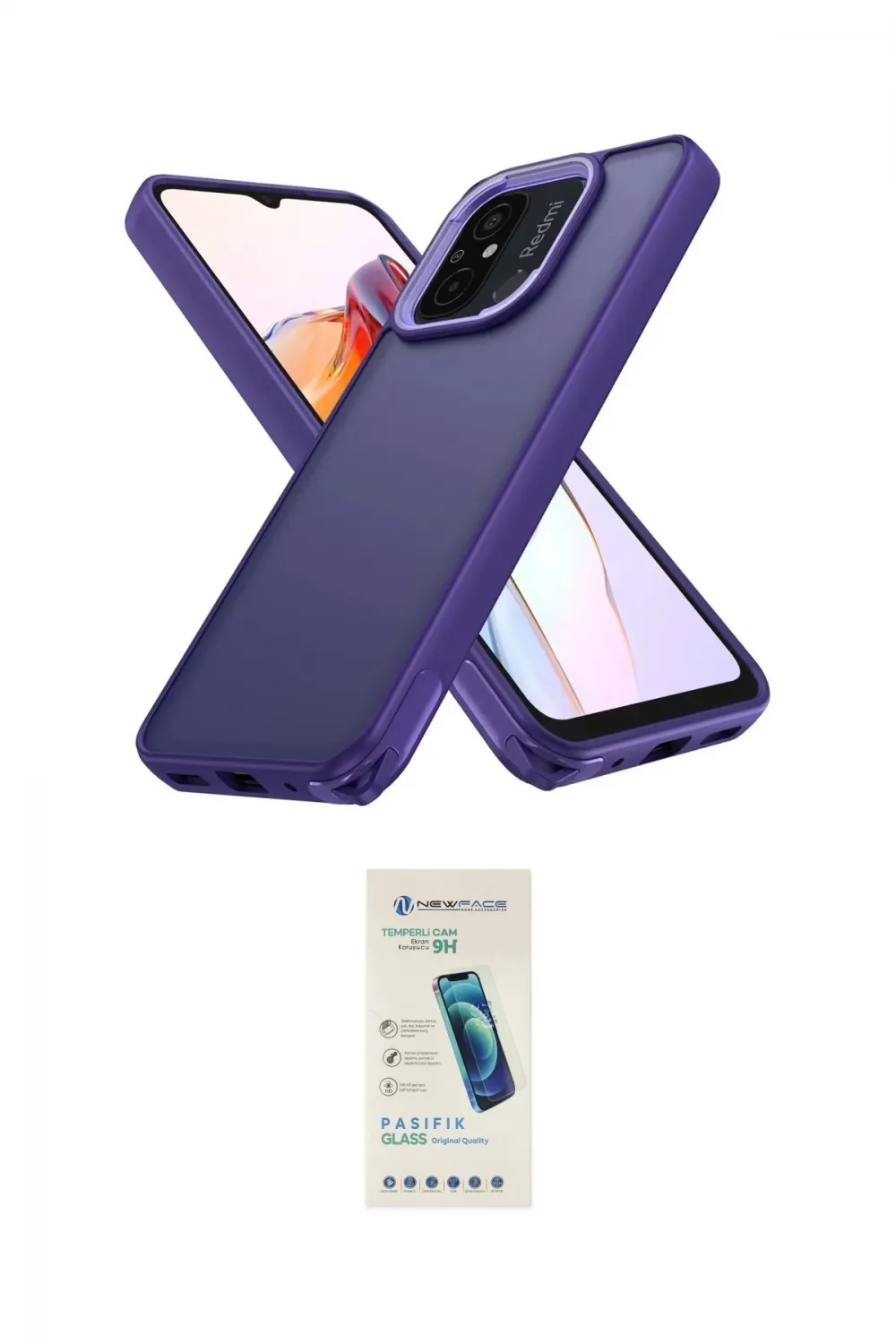 ieg™ Redmi 12C Kılıf Atlas Form - Şeffaf Pasifik Cam Ekran Koruyucu