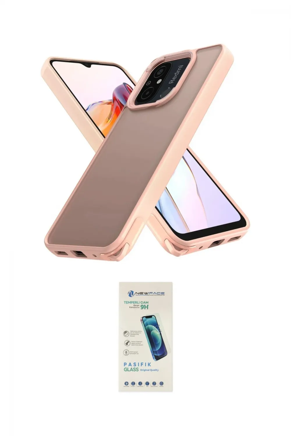 ieg™ Redmi 12C Kılıf Atlas Form - Şeffaf Pasifik Cam Ekran Koruyucu