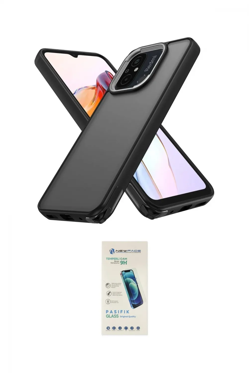 ieg™ Redmi 12C Kılıf Atlas Form - Şeffaf Pasifik Cam Ekran Koruyucu