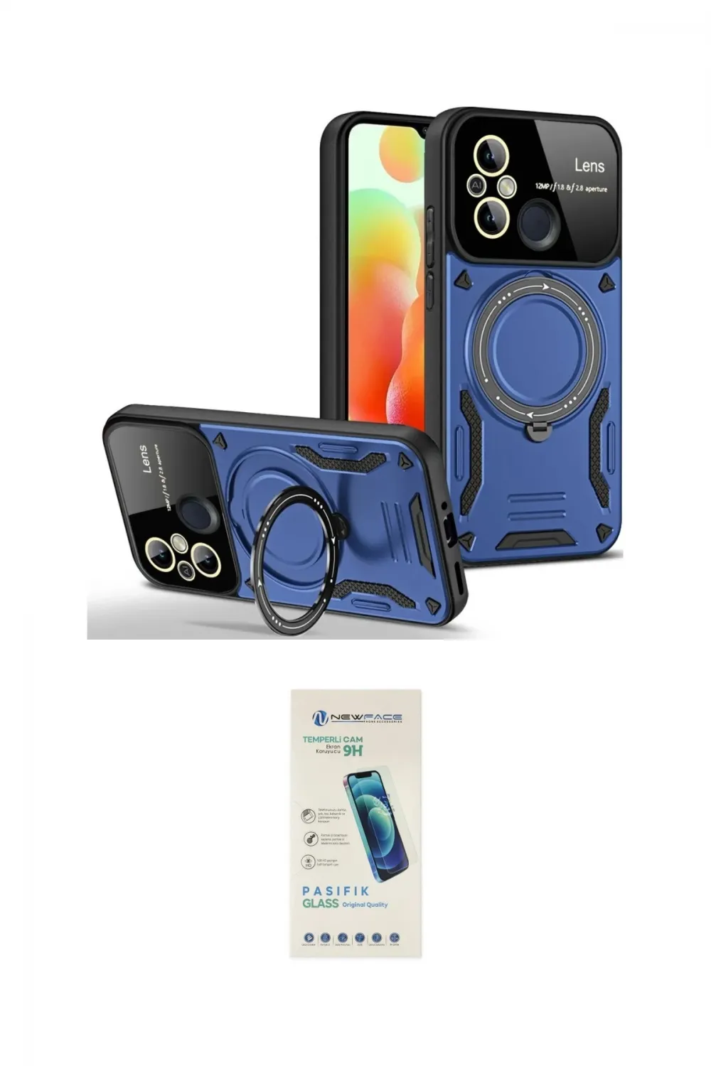 ieg™ Redmi 12C Kılıf Kıvılcım Modern Serisi - Şeffaf Pasifik Cam Ekran Koruyucu