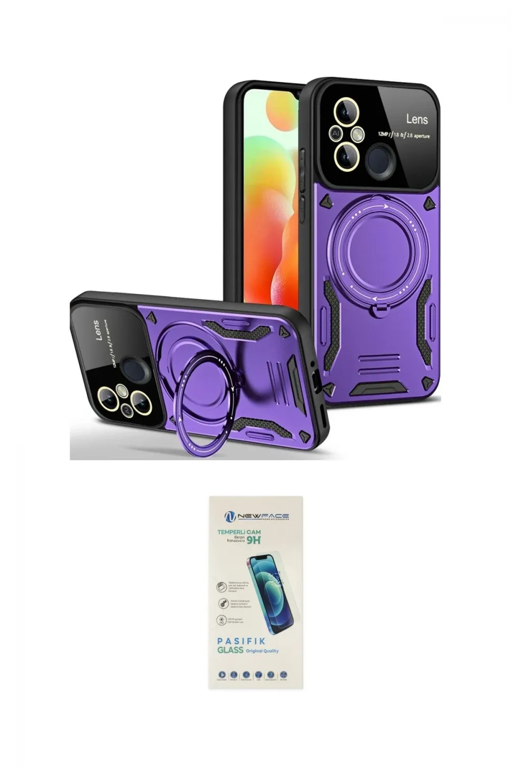 ieg™ Redmi 12C Kılıf Kıvılcım Modern Serisi - Şeffaf Pasifik Cam Ekran Koruyucu