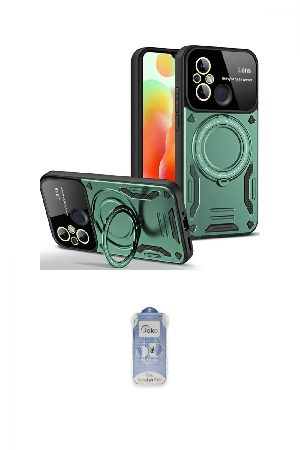 ieg™ Redmi 12C Kılıf Kıvılcım Modern Serisi - Siyah Joko Magic 5D Cam
