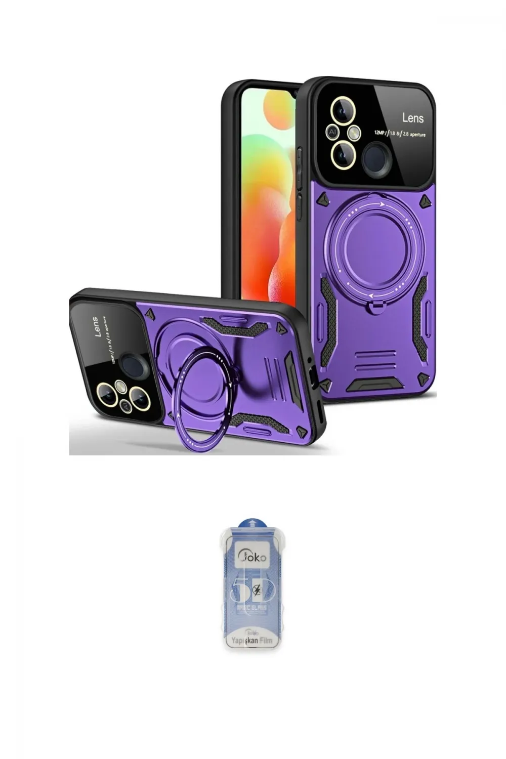 ieg™ Redmi 12C Kılıf Kıvılcım Modern Serisi - Siyah Joko Magic 5D Cam