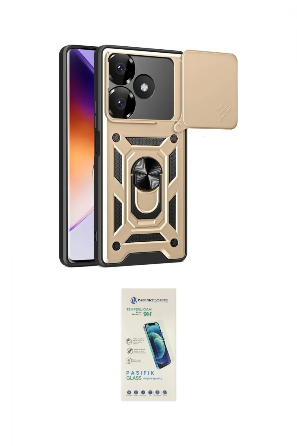 ieg™ Redmi 13 4G Kılıf Ahenk Klasik - Şeffaf Pasifik Cam Ekran Koruyucu