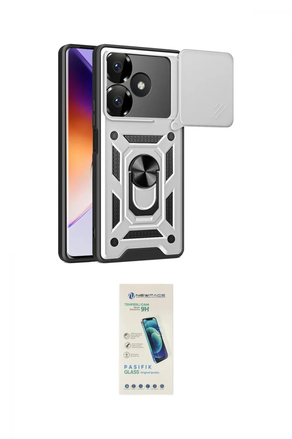 ieg™ Redmi 13 4G Kılıf Ahenk Klasik - Şeffaf Pasifik Cam Ekran Koruyucu