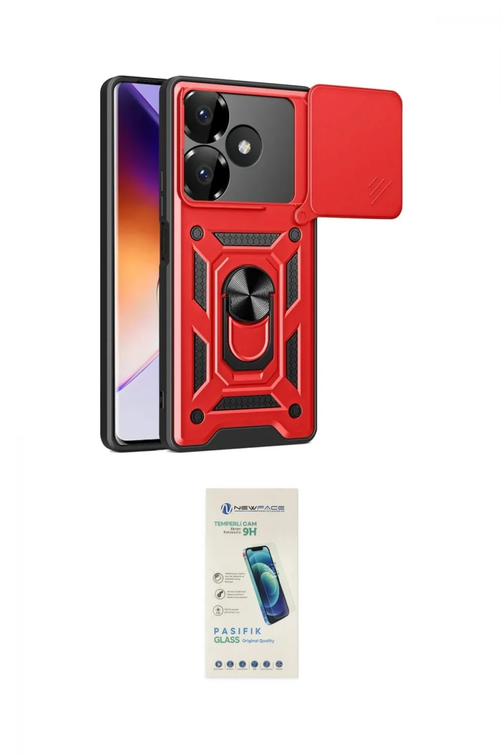 ieg™ Redmi 13 4G Kılıf Ahenk Klasik - Şeffaf Pasifik Cam Ekran Koruyucu
