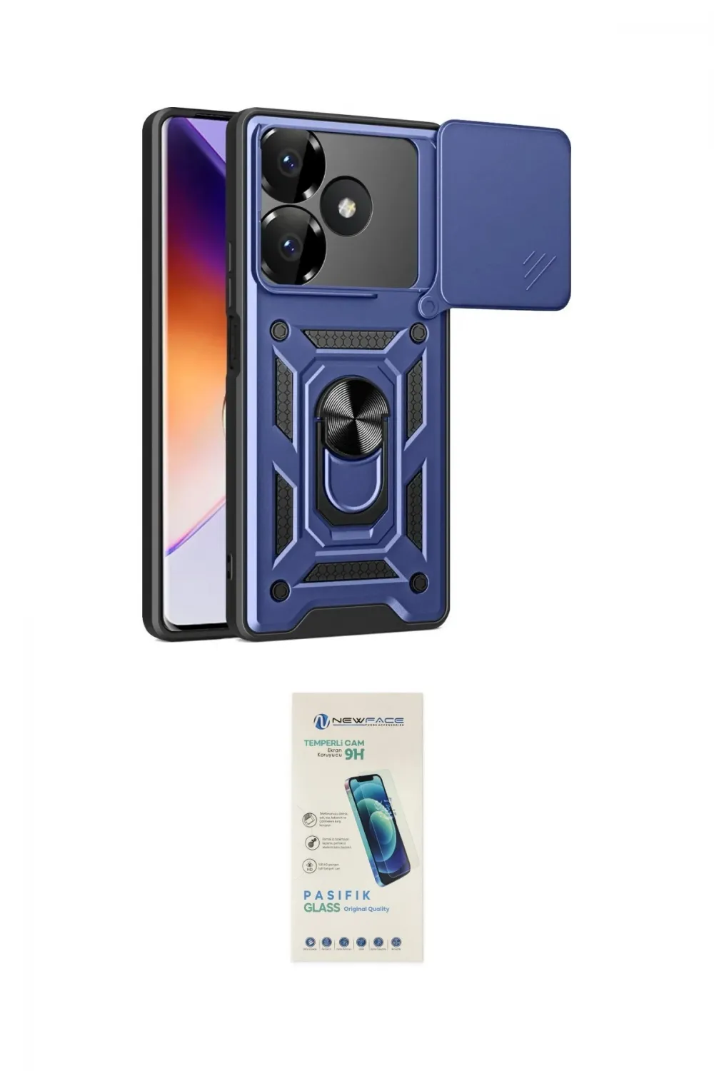 ieg™ Redmi 13 4G Kılıf Ahenk Klasik - Şeffaf Pasifik Cam Ekran Koruyucu