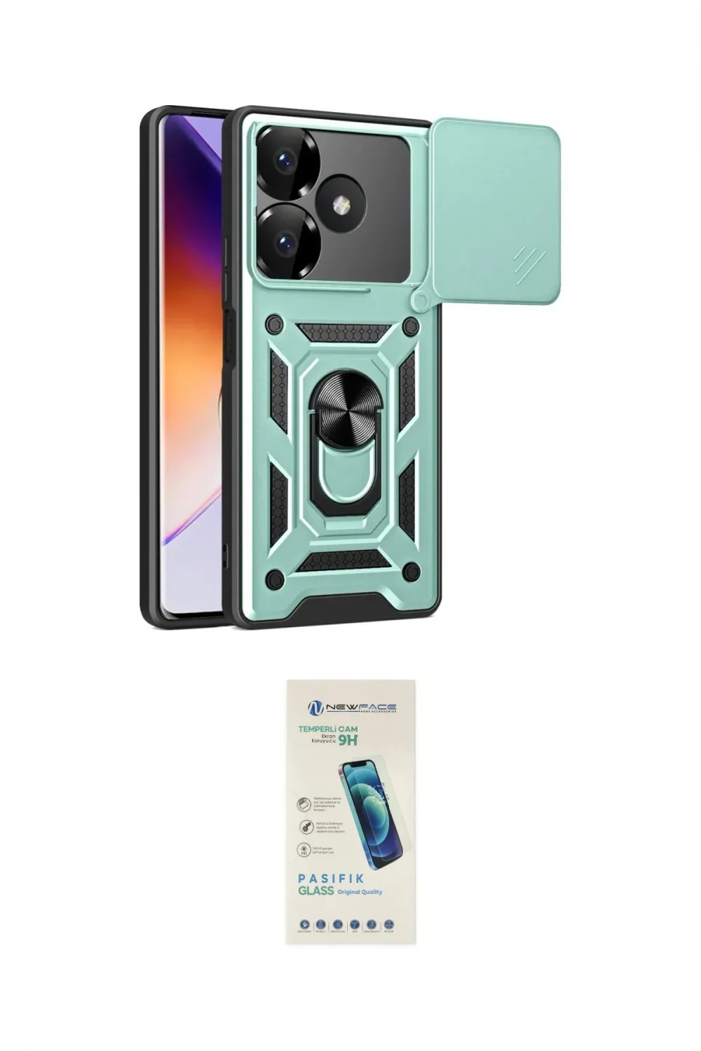 ieg™ Redmi 13 4G Kılıf Ahenk Klasik - Şeffaf Pasifik Cam Ekran Koruyucu