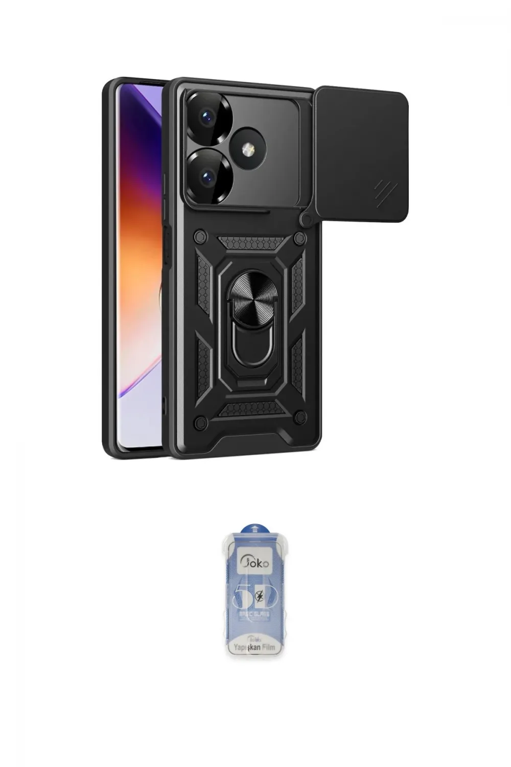 ieg™ Redmi 13 4G Kılıf Ahenk Klasik - Siyah Joko Magic 5D Cam