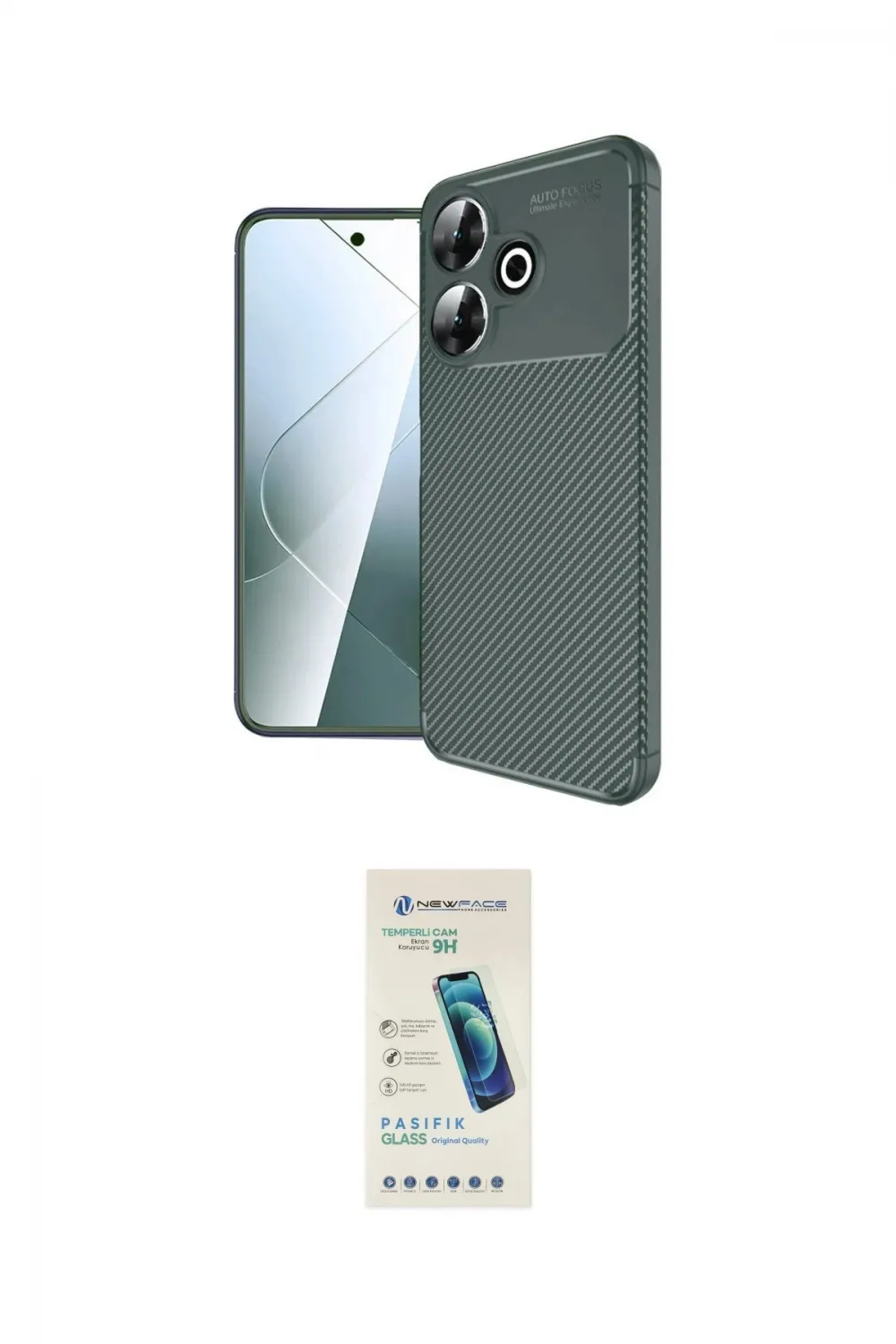ieg™ Redmi 13 4G Kılıf Eksen Form Prime - Şeffaf Pasifik Cam Ekran Koruyucu