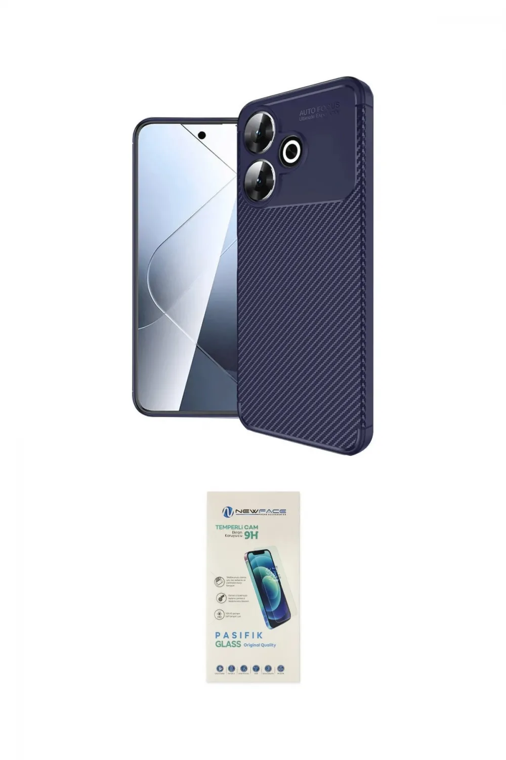 ieg™ Redmi 13 4G Kılıf Eksen Form Prime - Şeffaf Pasifik Cam Ekran Koruyucu