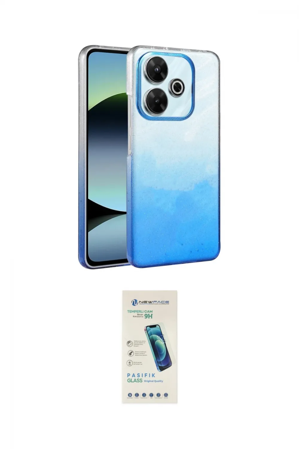 ieg™ Redmi 13 4G Kılıf Kıvılcım Minimal Özel Seri - Şeffaf Pasifik Cam Ekran Koruyucu