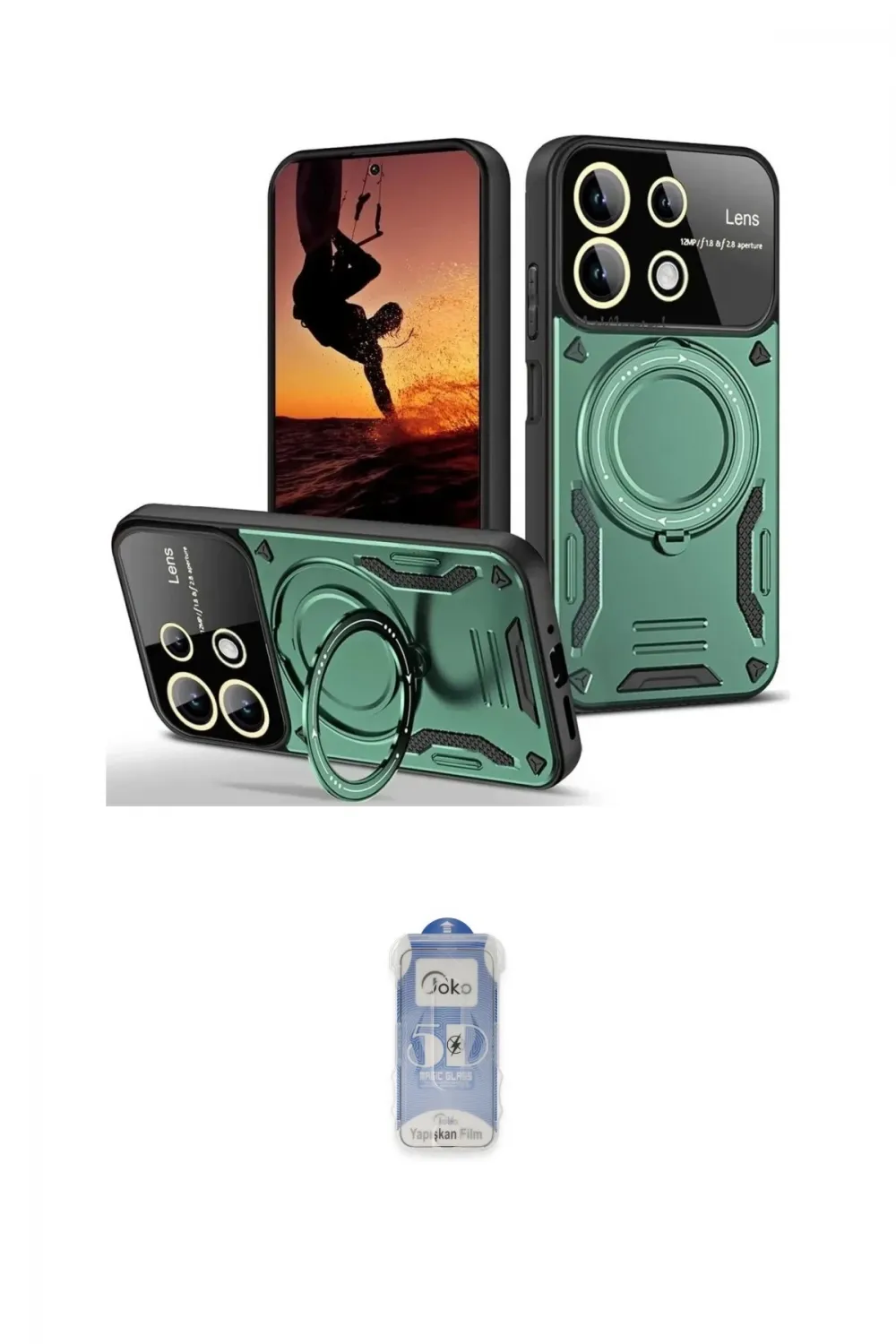 ieg™ Redmi 13 4G Kılıf Kıvılcım Modern Serisi - Siyah Joko Magic 5D Cam