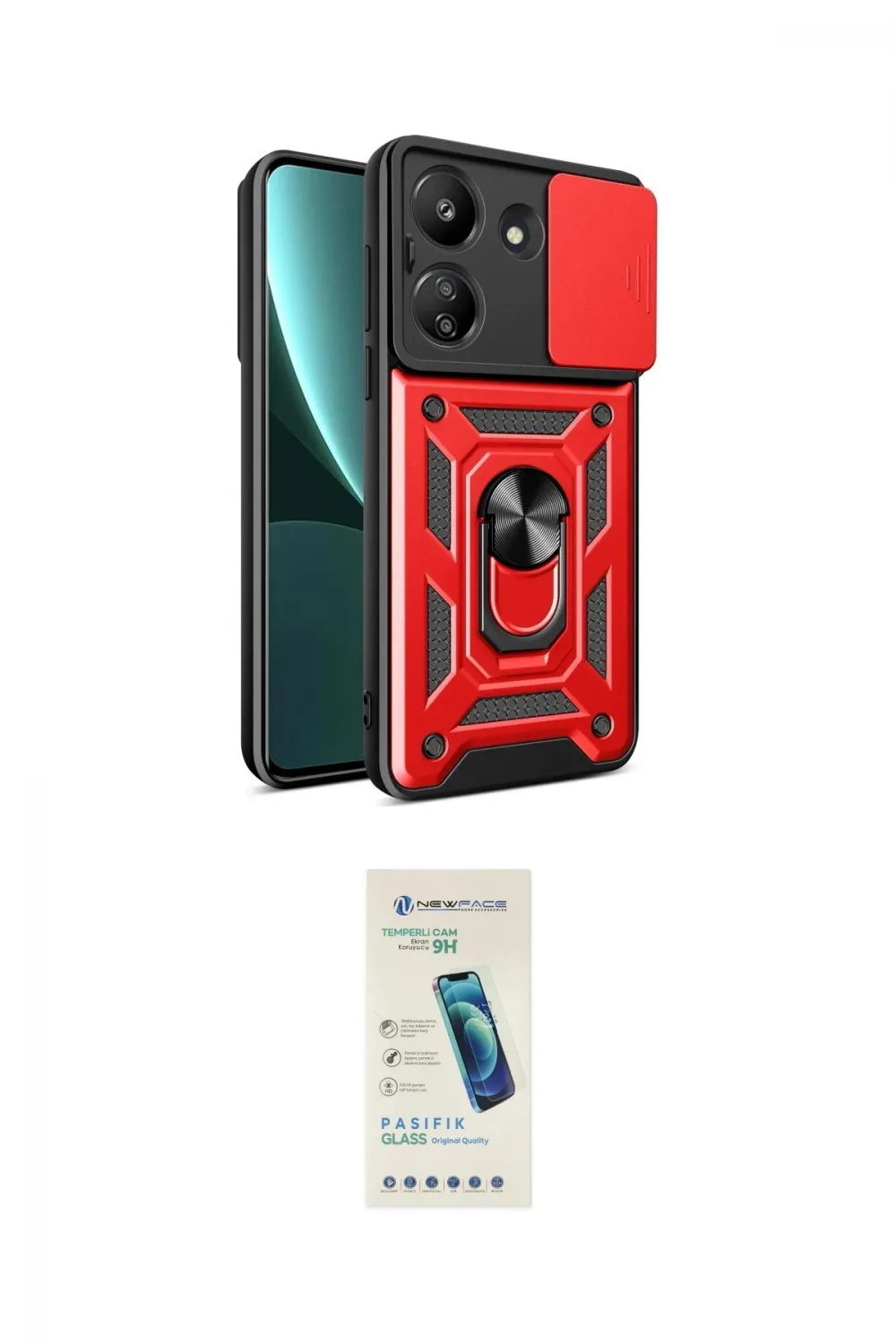ieg™ Redmi 13C Kılıf Ahenk Klasik - Şeffaf Pasifik Cam Ekran Koruyucu