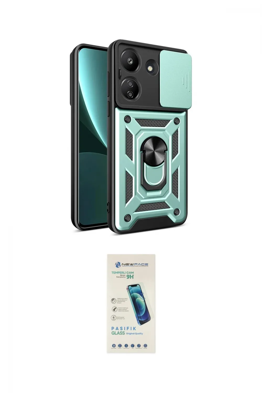 ieg™ Redmi 13C Kılıf Ahenk Klasik - Şeffaf Pasifik Cam Ekran Koruyucu