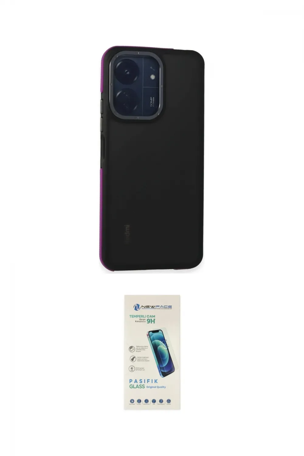 ieg™ Redmi 13C Kılıf Eksen Işık - Şeffaf Pasifik Cam Ekran Koruyucu