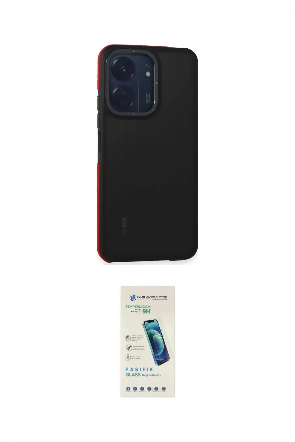 ieg™ Redmi 13C Kılıf Eksen Işık - Şeffaf Pasifik Cam Ekran Koruyucu
