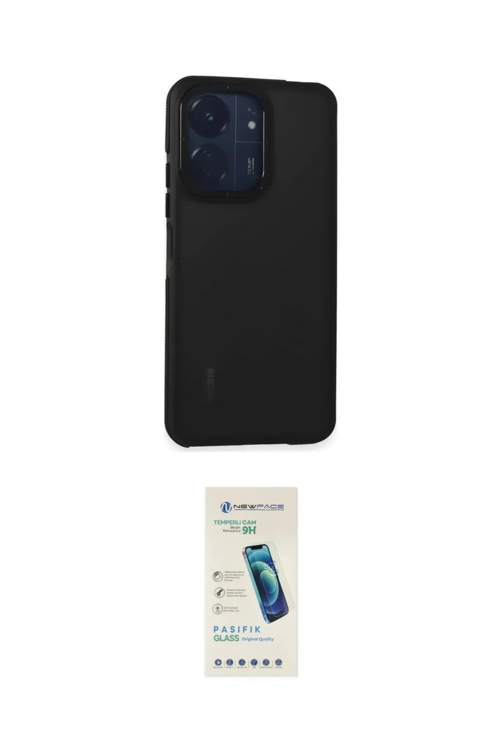ieg™ Redmi 13C Kılıf Eksen Işık - Şeffaf Pasifik Cam Ekran Koruyucu