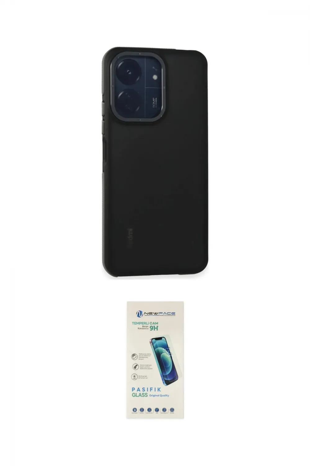 ieg™ Redmi 13C Kılıf Eksen Işık - Şeffaf Pasifik Cam Ekran Koruyucu
