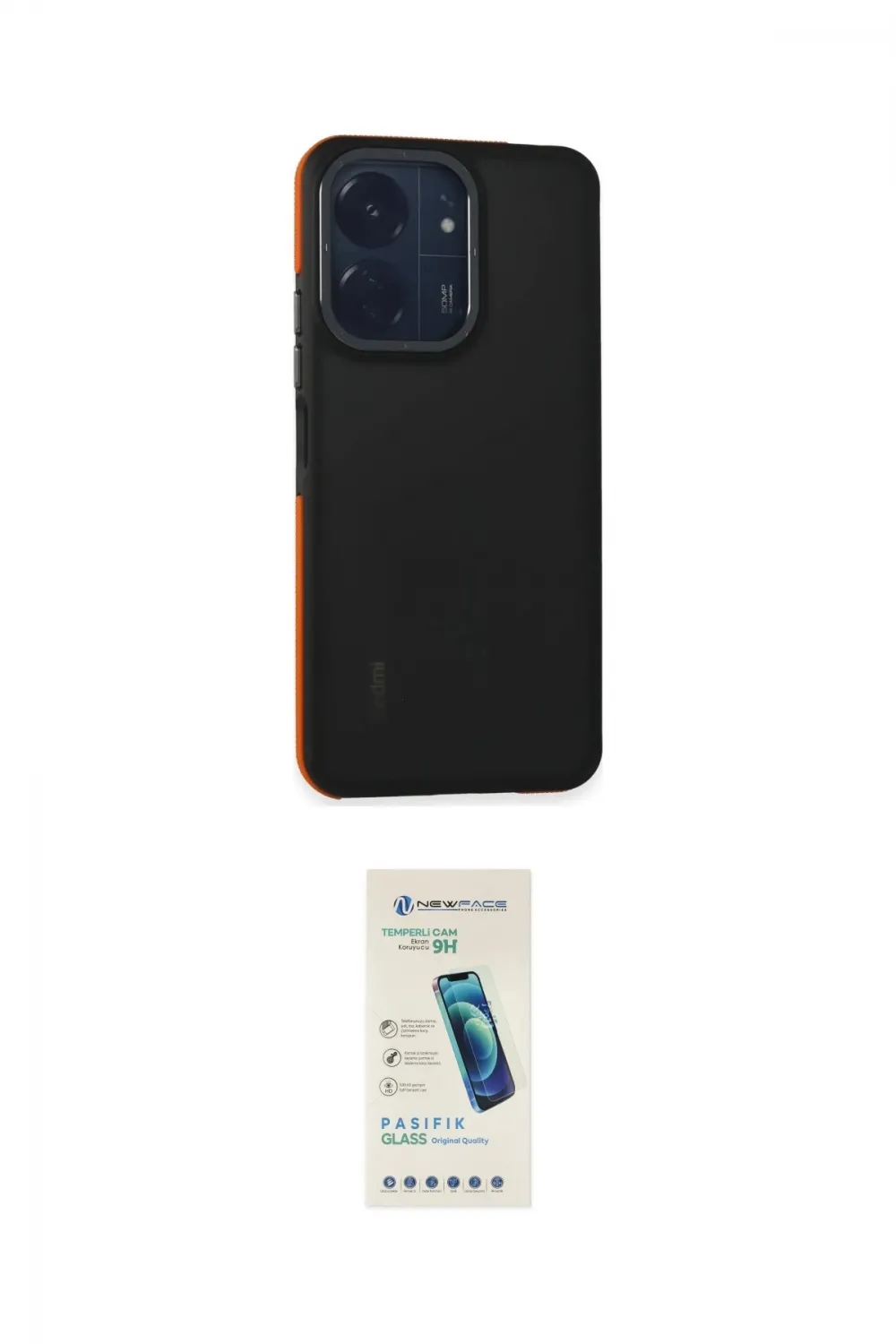 ieg™ Redmi 13C Kılıf Eksen Işık - Şeffaf Pasifik Cam Ekran Koruyucu