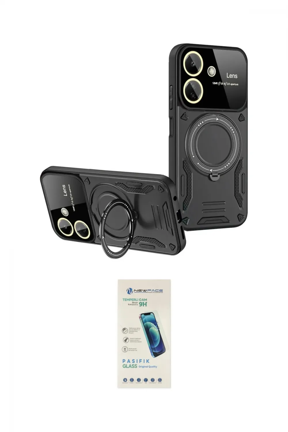 ieg™ Redmi 13C Kılıf Kıvılcım Modern Serisi - Şeffaf Pasifik Cam Ekran Koruyucu