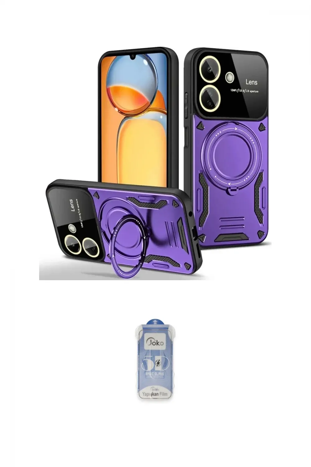 ieg™ Redmi 13C Kılıf Kıvılcım Modern Serisi - Siyah Joko Magic 5D Cam