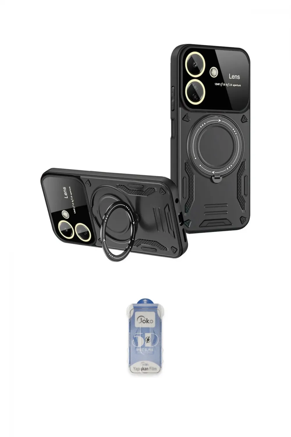 ieg™ Redmi 13C Kılıf Kıvılcım Modern Serisi - Siyah Joko Magic 5D Cam
