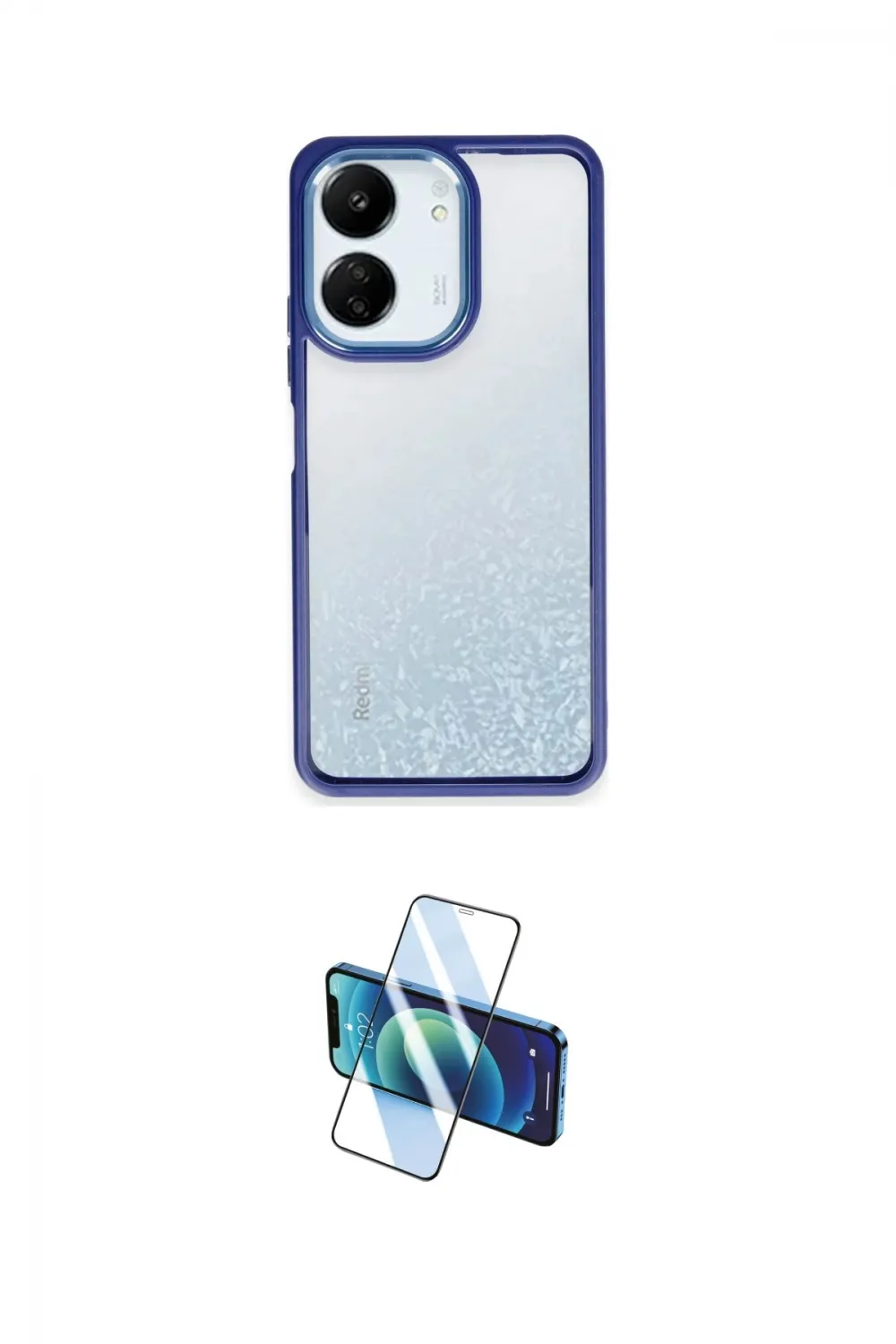 ieg™ Redmi 13C Kılıf Nova Işık Serisi - Siyah 3D Antistatik Cam Ekran Koruyucu