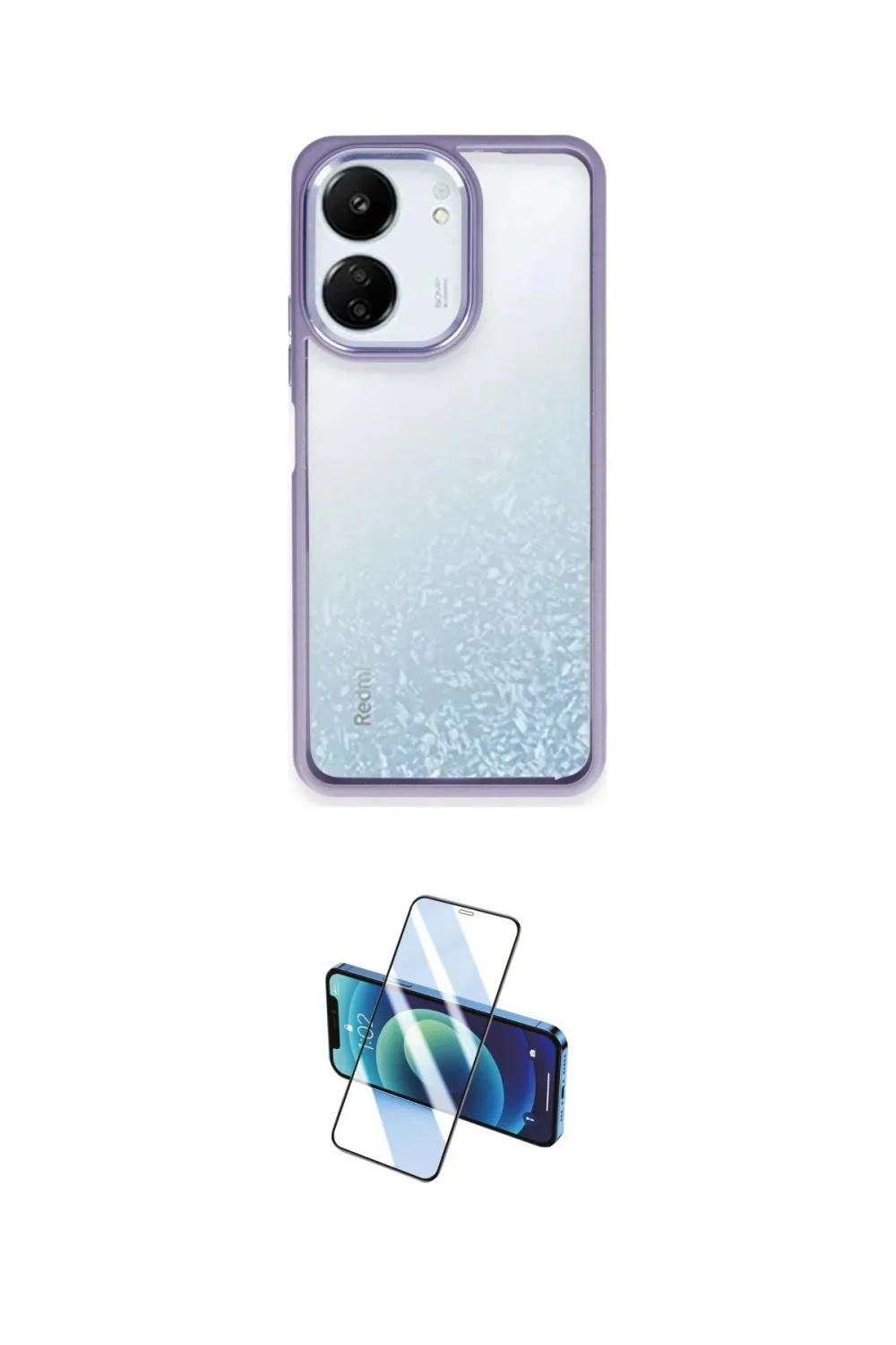 ieg™ Redmi 13C Kılıf Nova Işık Serisi - Siyah 3D Antistatik Cam Ekran Koruyucu