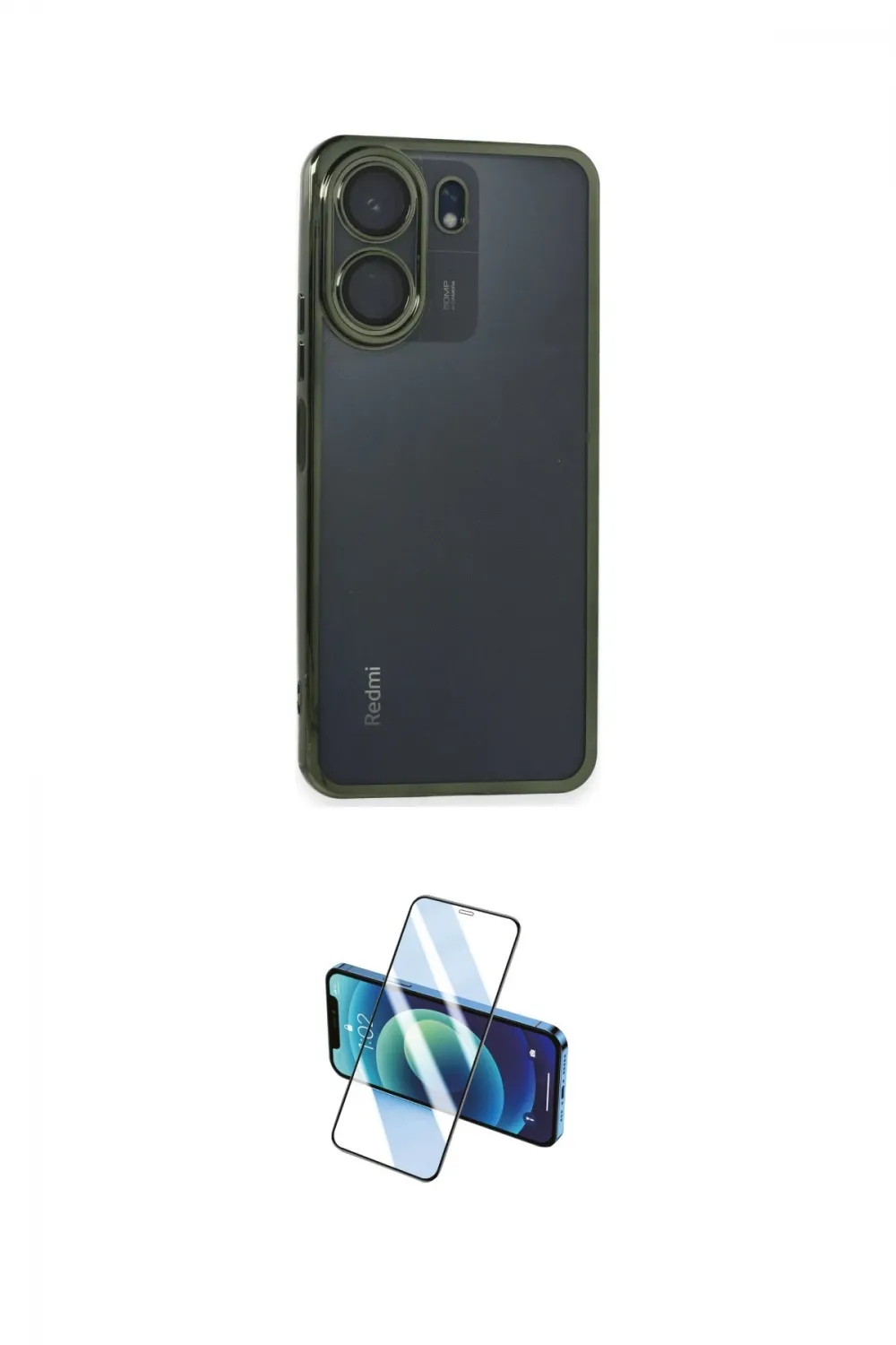 ieg™ Redmi 13C Kılıf Vadi Minimal - Siyah 3D Antistatik Cam Ekran Koruyucu