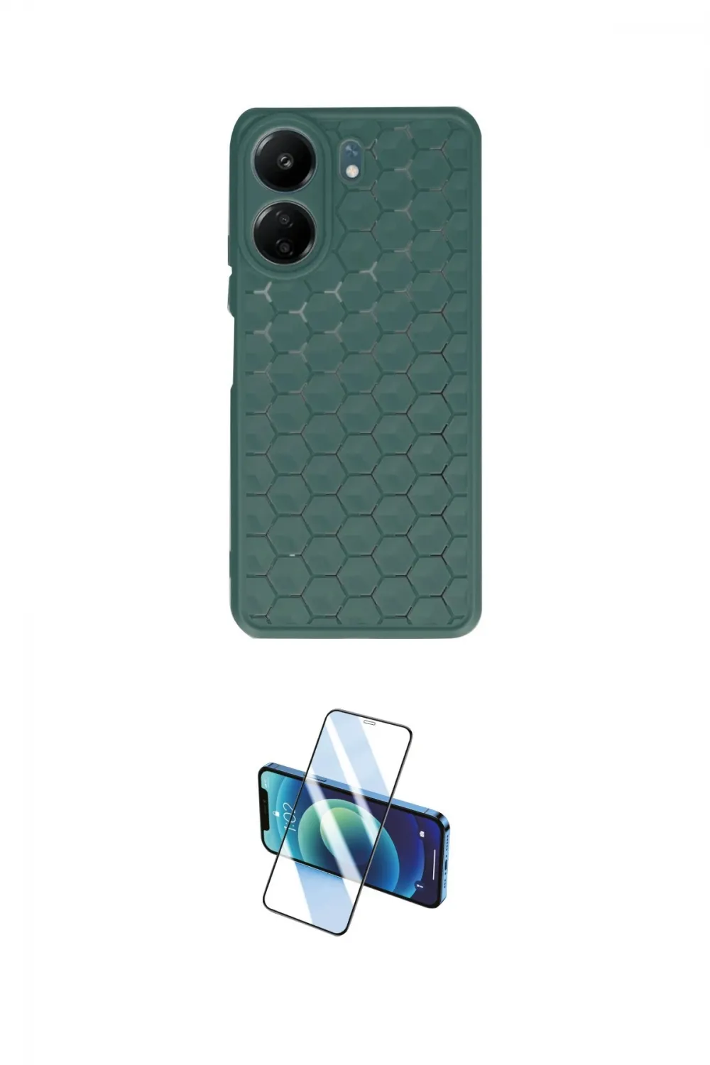 ieg™ Redmi 13C Kılıf Zirve Form - Siyah 3D Antistatik Cam Ekran Koruyucu