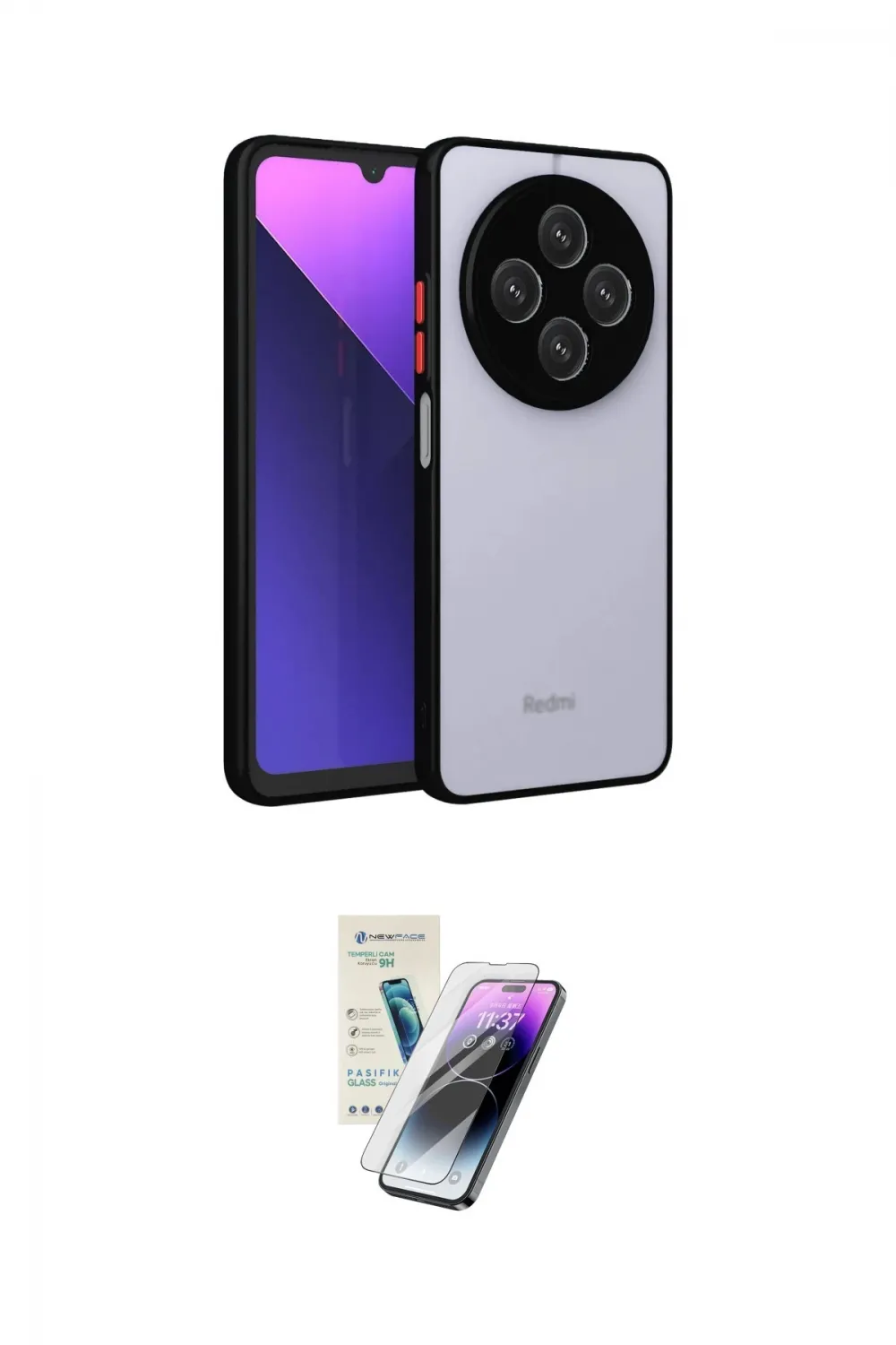 ieg™ Redmi 14C Kılıf Ahenk Çizgi Serisi - Şeffaf Pasifik Cam Ekran Koruyucu
