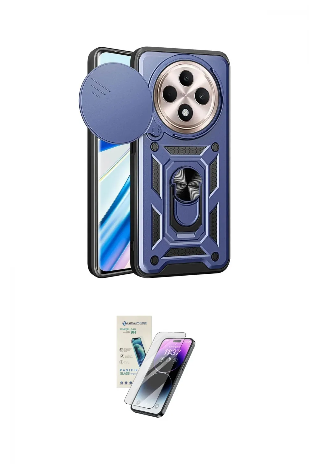 ieg™ Redmi 14C Kılıf Ahenk Klasik - Şeffaf Pasifik Cam Ekran Koruyucu