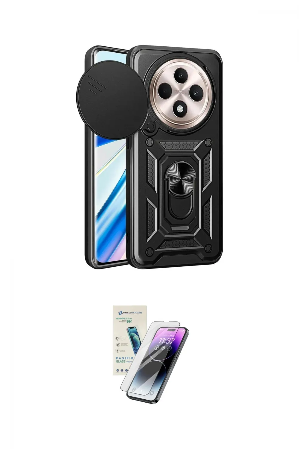 ieg™ Redmi 14C Kılıf Ahenk Klasik - Şeffaf Pasifik Cam Ekran Koruyucu