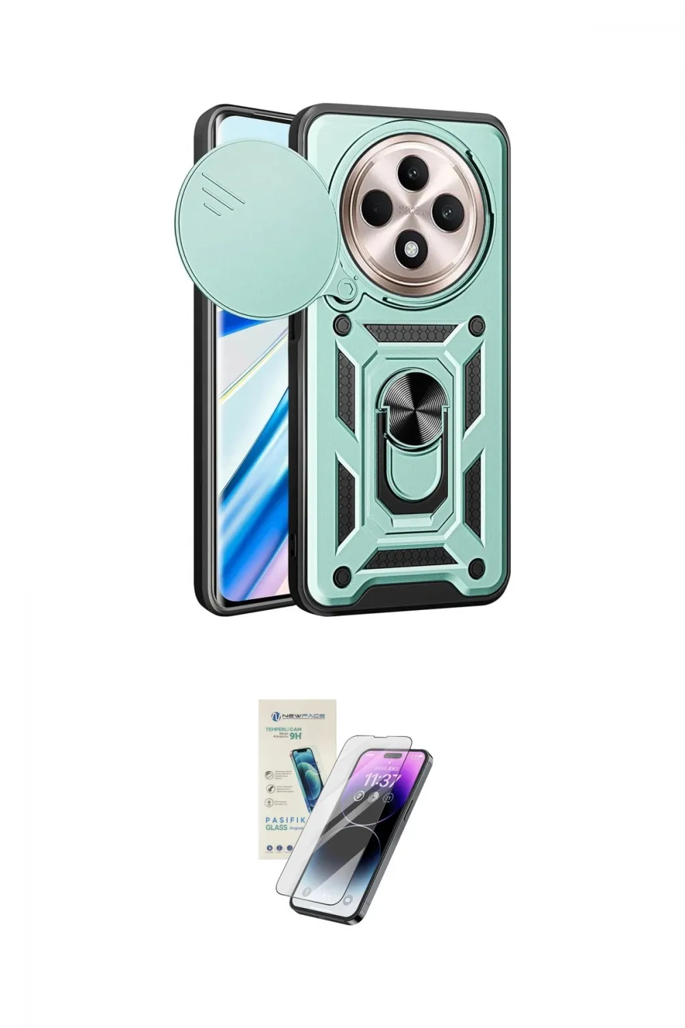 ieg™ Redmi 14C Kılıf Ahenk Klasik - Şeffaf Pasifik Cam Ekran Koruyucu