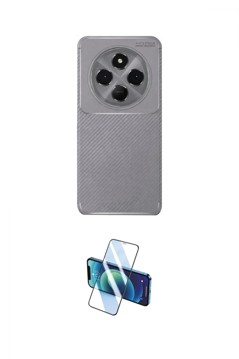 ieg™ Redmi 14C Kılıf Eksen Form Prime - Siyah 3D Antistatik Cam Ekran Koruyucu